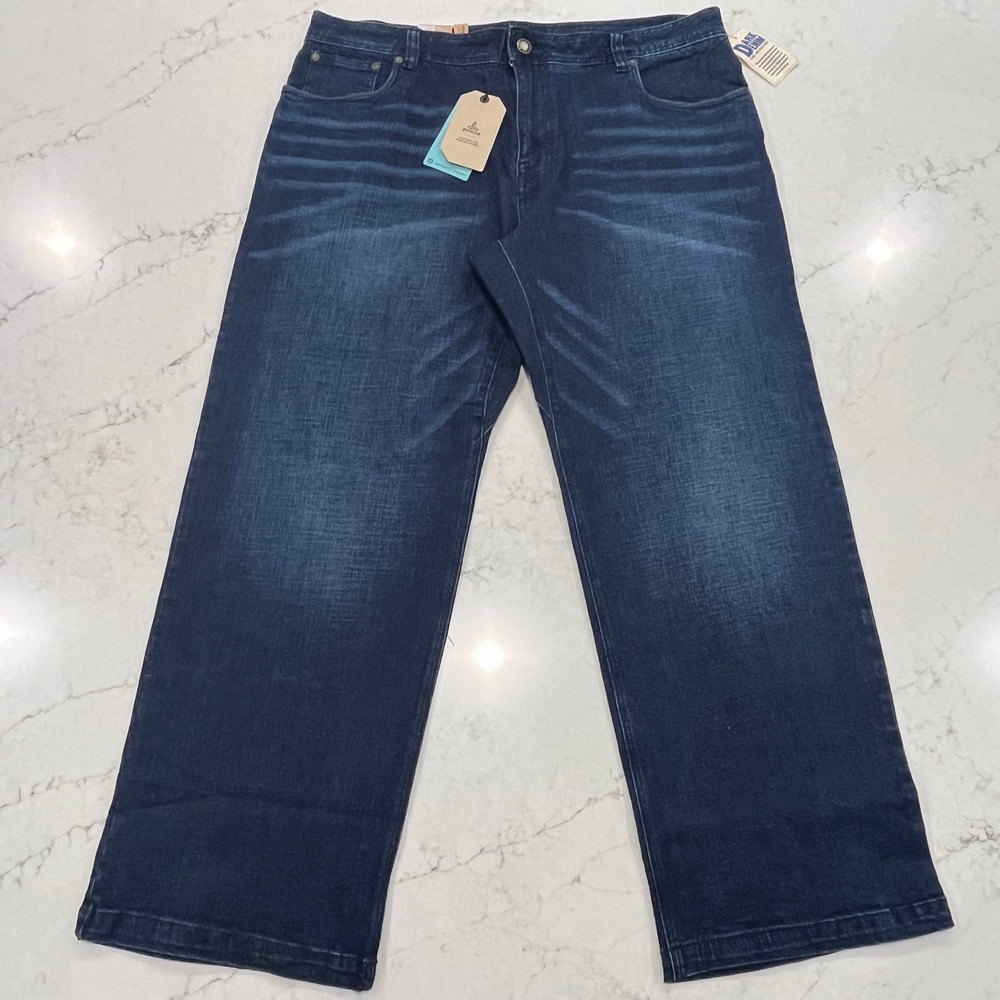Prana NEW Axiom Jeans Mens 40 x30 Blue Denim Straight Leg Organic Cotton Stretch